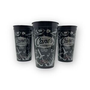 Week 1 Post Malone Raising Canes Reusable Collector Black Cup Lot of 3 Preowned